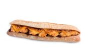 Sandwich BBQ Chicken, poulet crispy, oignons, cheddar, sauce BBQ
