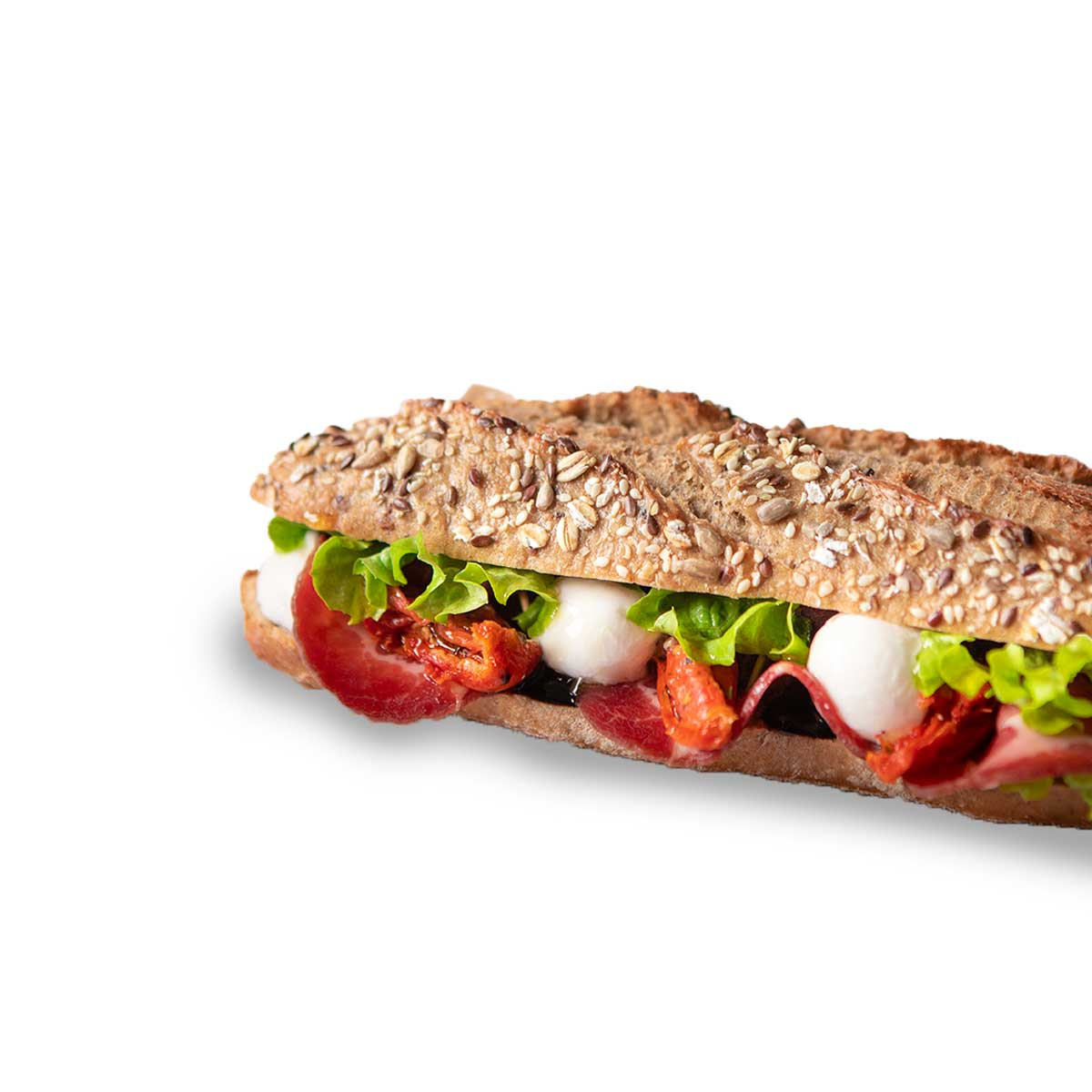 Sandwich sicilien froid coppa mozzarella salade verte tomates cerises